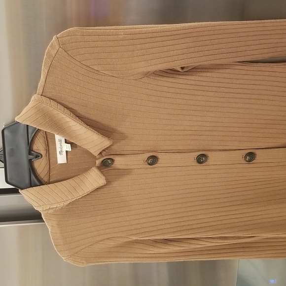 💕MADEWELL💕 Long Sleeve Button-Front Midi Shirtdress ~ Kraft Brown XXS NWT - Picture 14 of 16